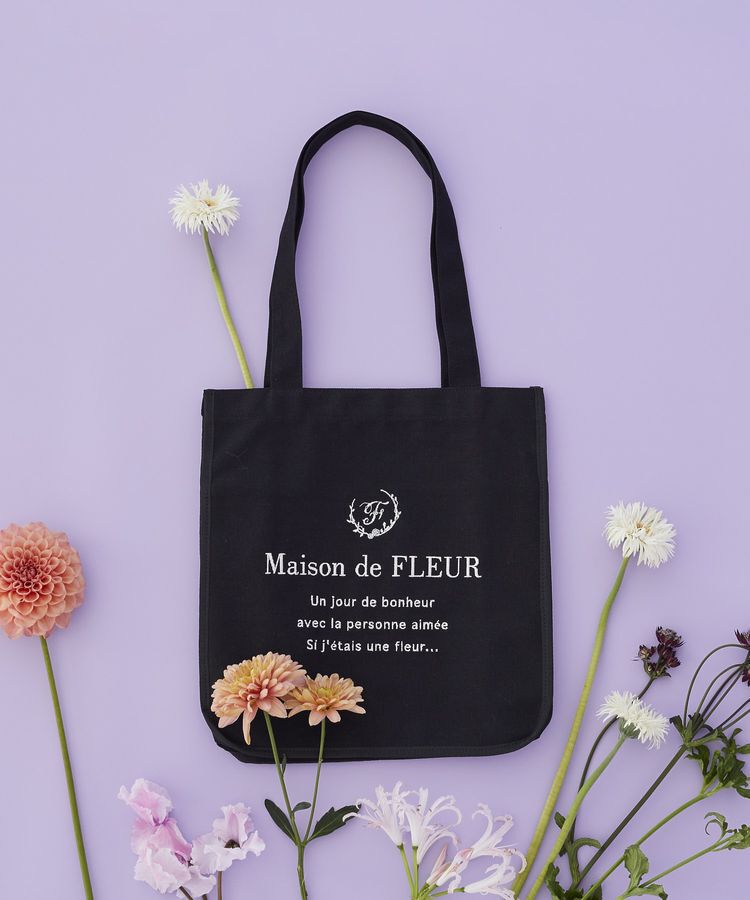 Maison de FLEUR「【A4対応】パイピングスクエアトートバッグ」|トートバッグ|ブラック