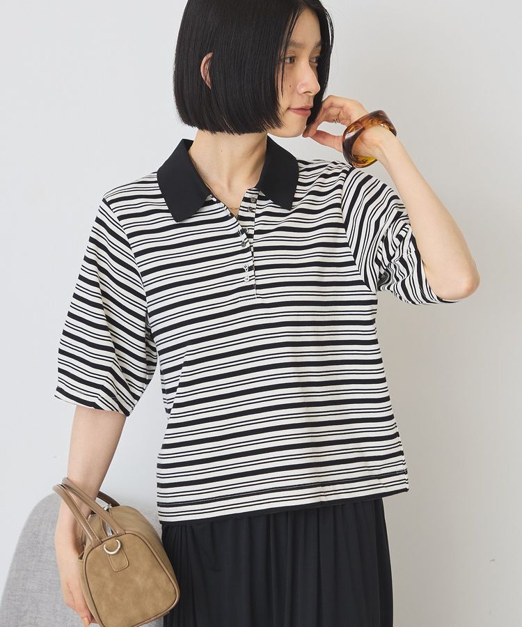 AMERICAN HOLIC「【UVカット・接触冷感】ボーダーポロシャツ」|Tシャツ・カットソー|