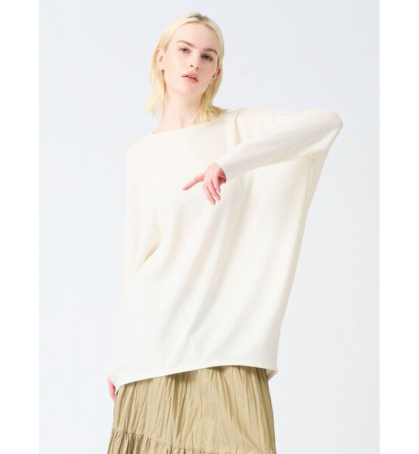 mizuiro ind「mizuiro ind ジョーゼットボートネックコクーンプルオーバー」|Tシャツ・カットソー|