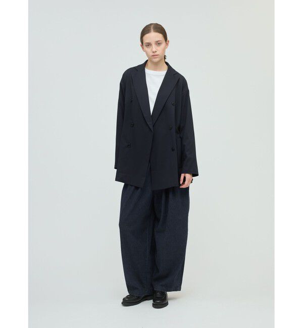 mizuiro ind「mizuiro ind デニムタックワイドパンツ」|デニム|