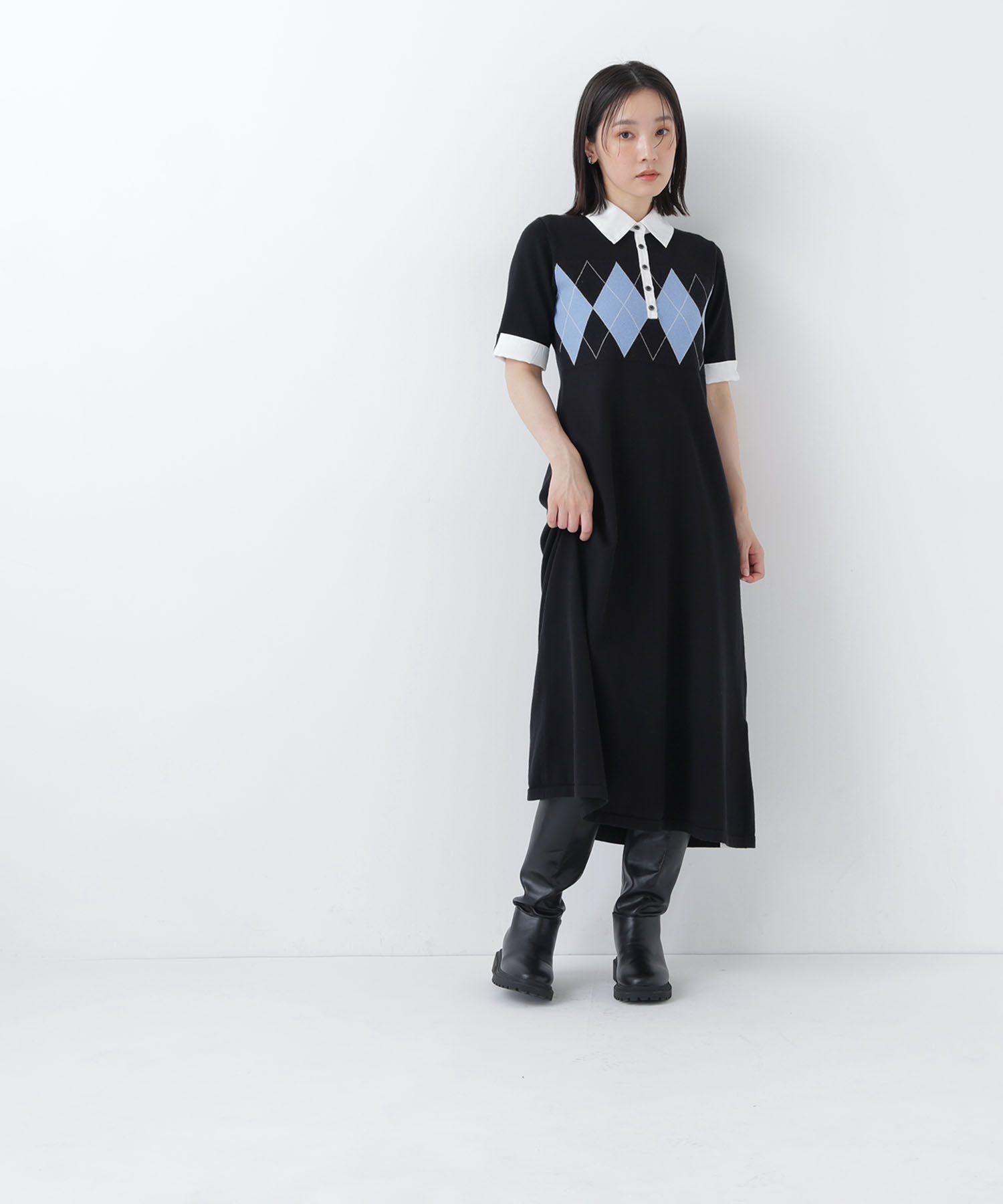  「襟付ニットワンピース」|ワンピース|