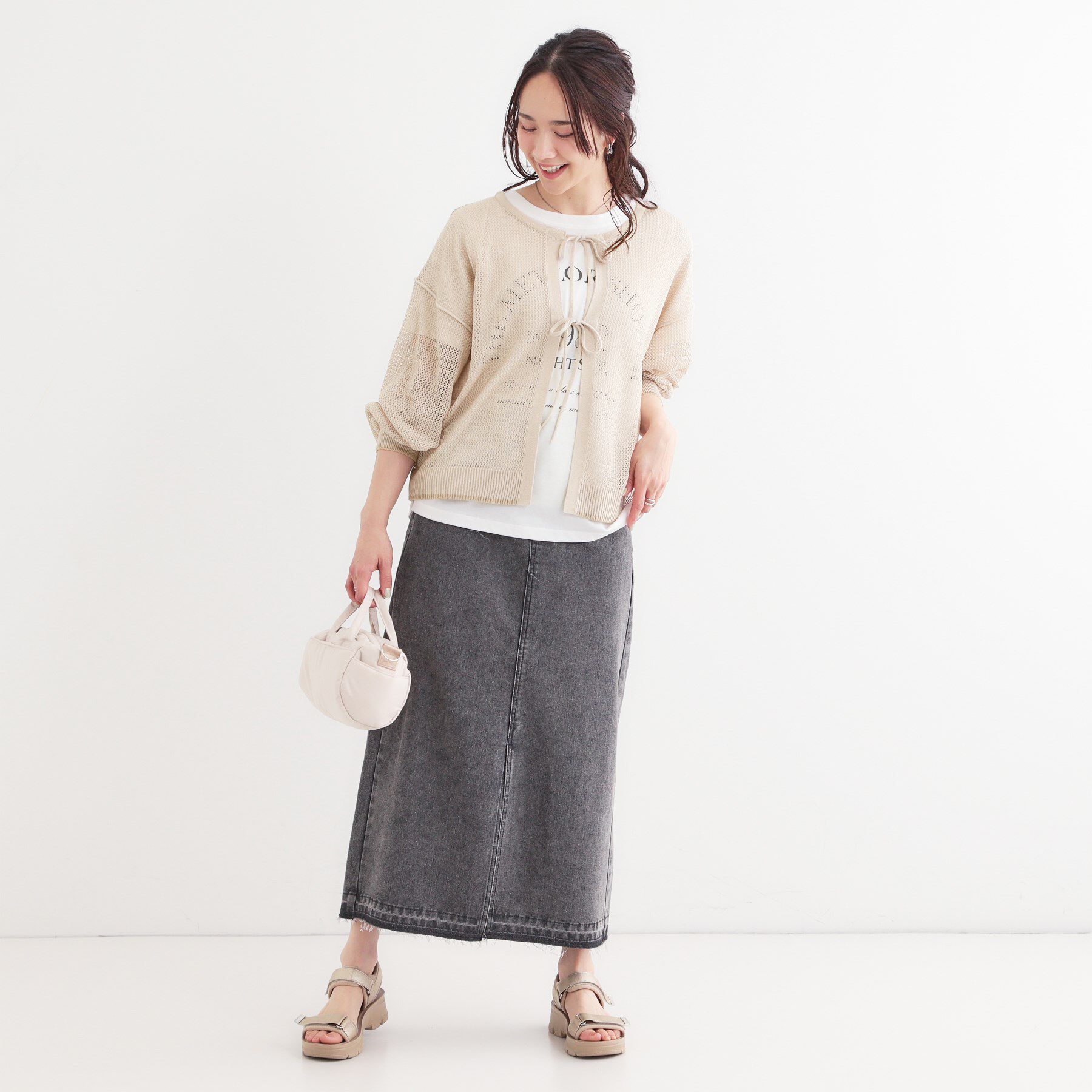 SHOO･LA･RUE「【S-LL/2点セット】前後2WAYで着られるメッシュニット＋ロゴTシャツ」|その他|