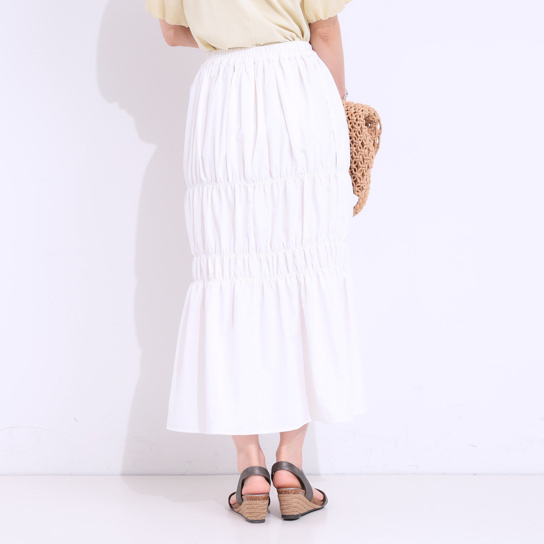 SHOO･LA･RUE「【S-LL】コーデが華やかに シャーリングデザインスカート」|スカート|