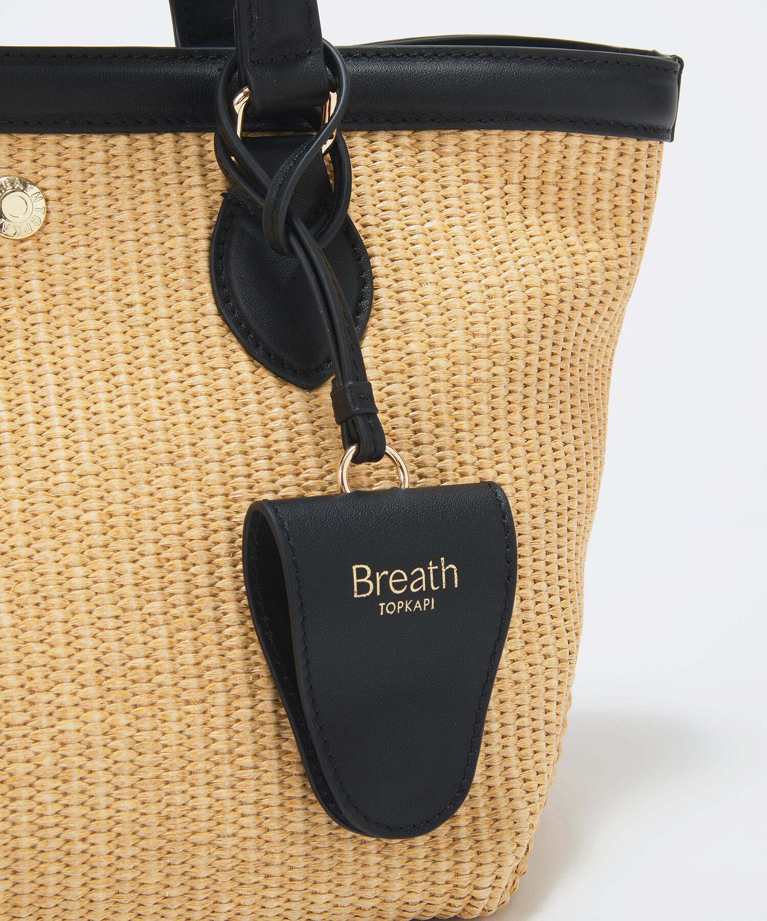TOPKAPI BREATH「【Breath TOPKAPI】サングラスホルダー付き レザーコンビ カゴバッグ M 」|トートバッグ|