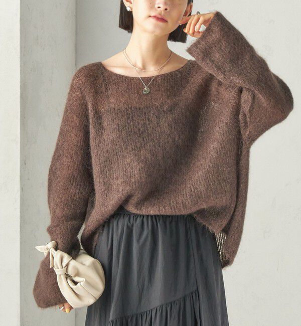 SHIPS for women「《予約》〈手洗い可能〉キッド モヘヤ 畦 プルオーバー」|ニット・セーター|ブラウン