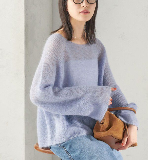 SHIPS for women「《予約》〈手洗い可能〉キッド モヘヤ 畦 プルオーバー」|ニット・セーター|スカイブルー
