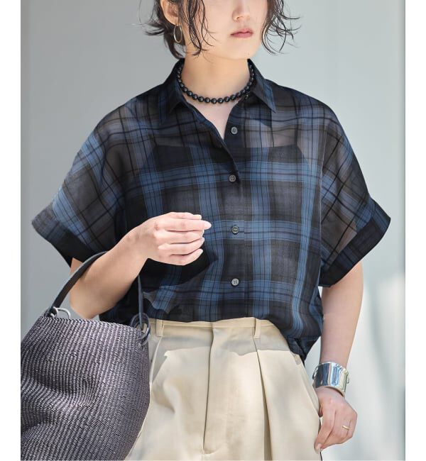 journal standard L'essage「シアーチェック/無地ツイストシャツ」|シャツ・ブラウス|