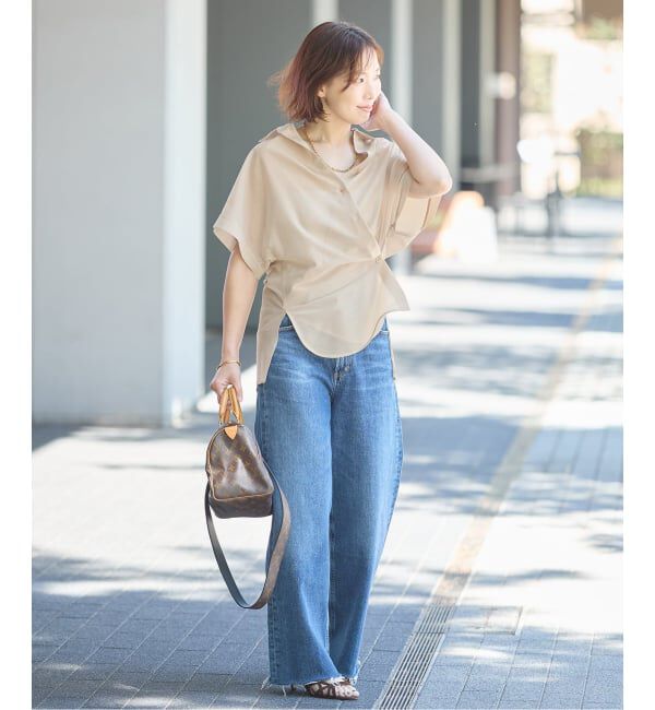 journal standard L'essage「シアーチェック/無地ツイストシャツ」|シャツ・ブラウス|