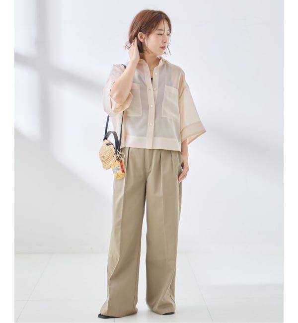 journal standard L'essage「OGチェック/シアー ハーフスリーブシャツ」|シャツ・ブラウス|