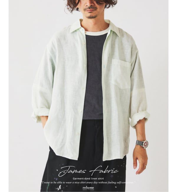 JOURNAL STANDARD relume「JAMES FABRIC / ジェームスファブリック ガーメントダイ リネンシャツ」|シャツ・ブラウス|ブルー C