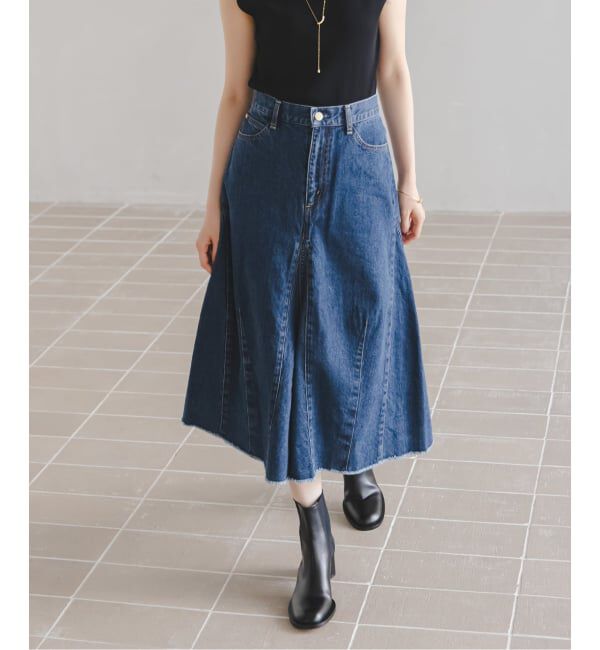 NOBLE「《予約》SERGE/サージ  FLAR PANEL SKIRT」|スカート|