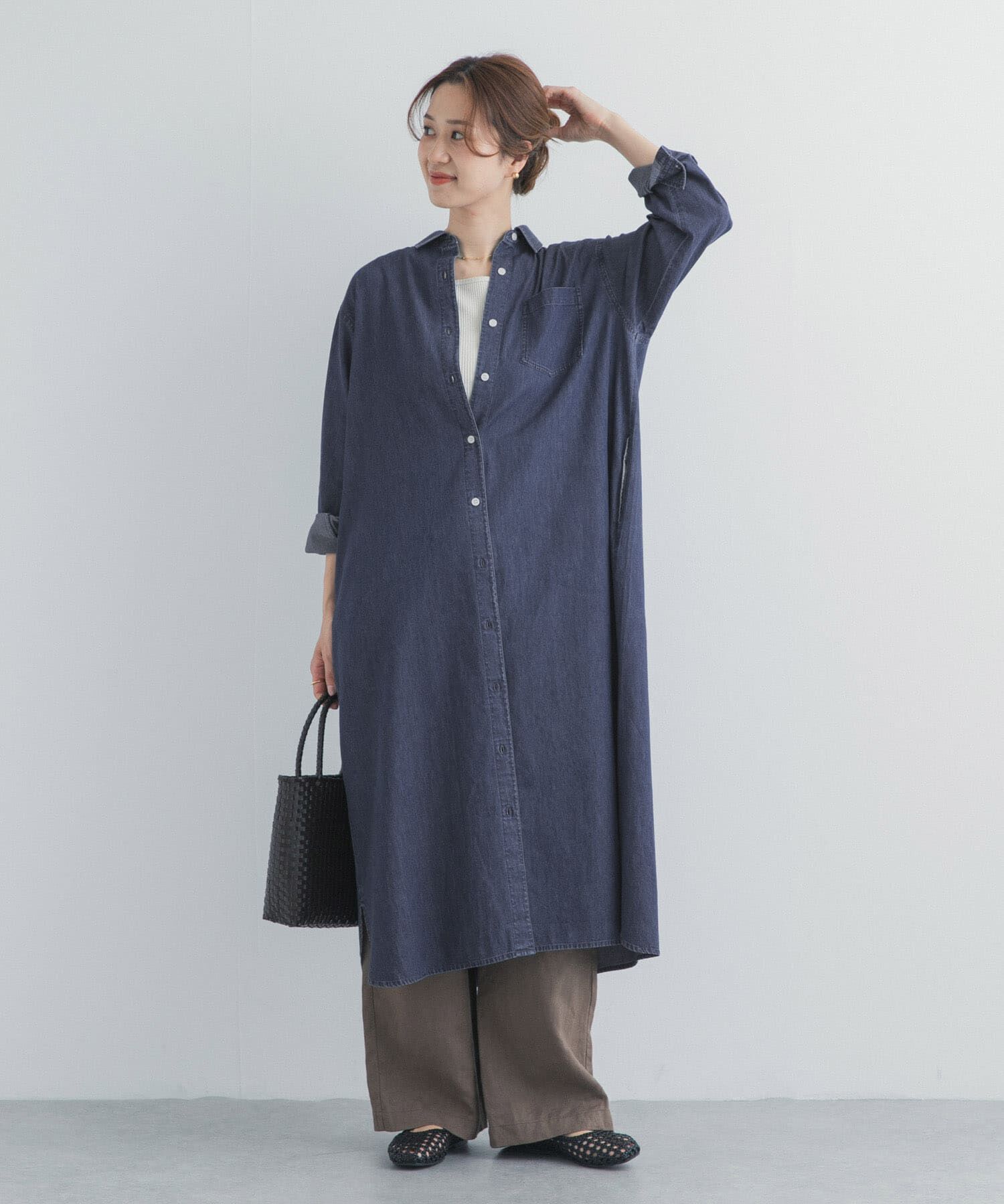 URBAN RESEARCH DOORS「ライトコットンデニムシャツワンピース」|ワンピース|