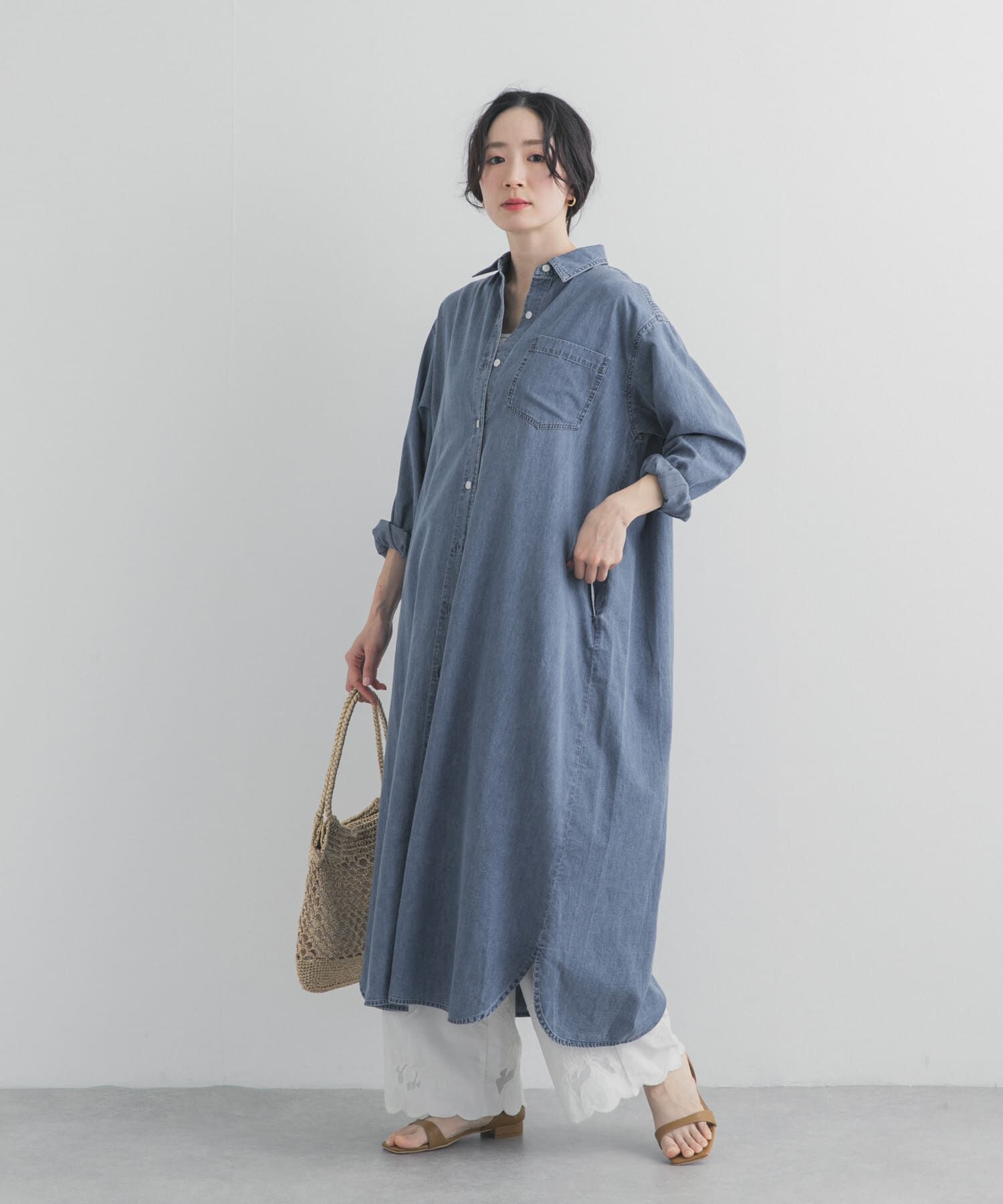 URBAN RESEARCH DOORS「ライトコットンデニムシャツワンピース」|ワンピース|