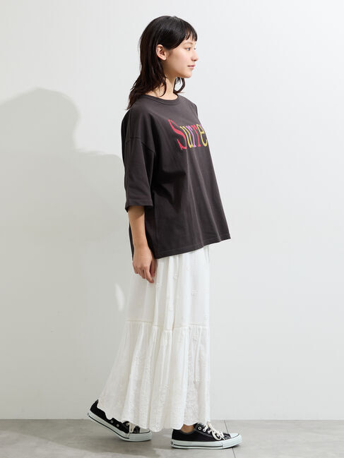 Samansa Mos2「【接触冷感】ロゴプリントビッグTシャツ」|Tシャツ・カットソー|