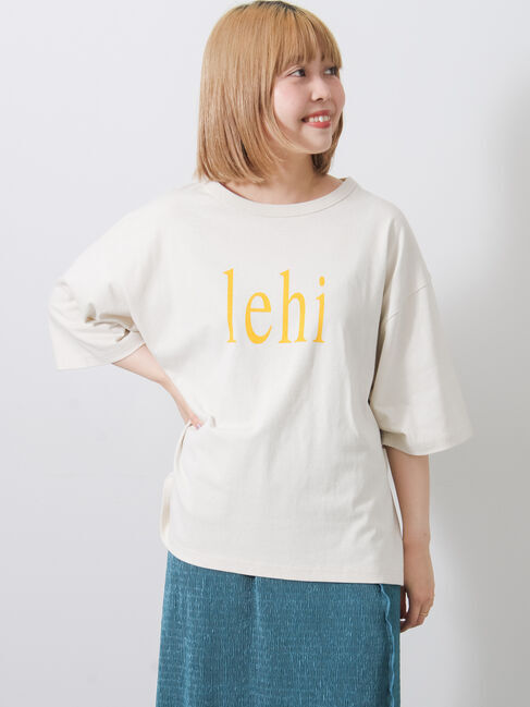 Samansa Mos2「【接触冷感】ロゴプリントビッグTシャツ」|Tシャツ・カットソー|ベージュ