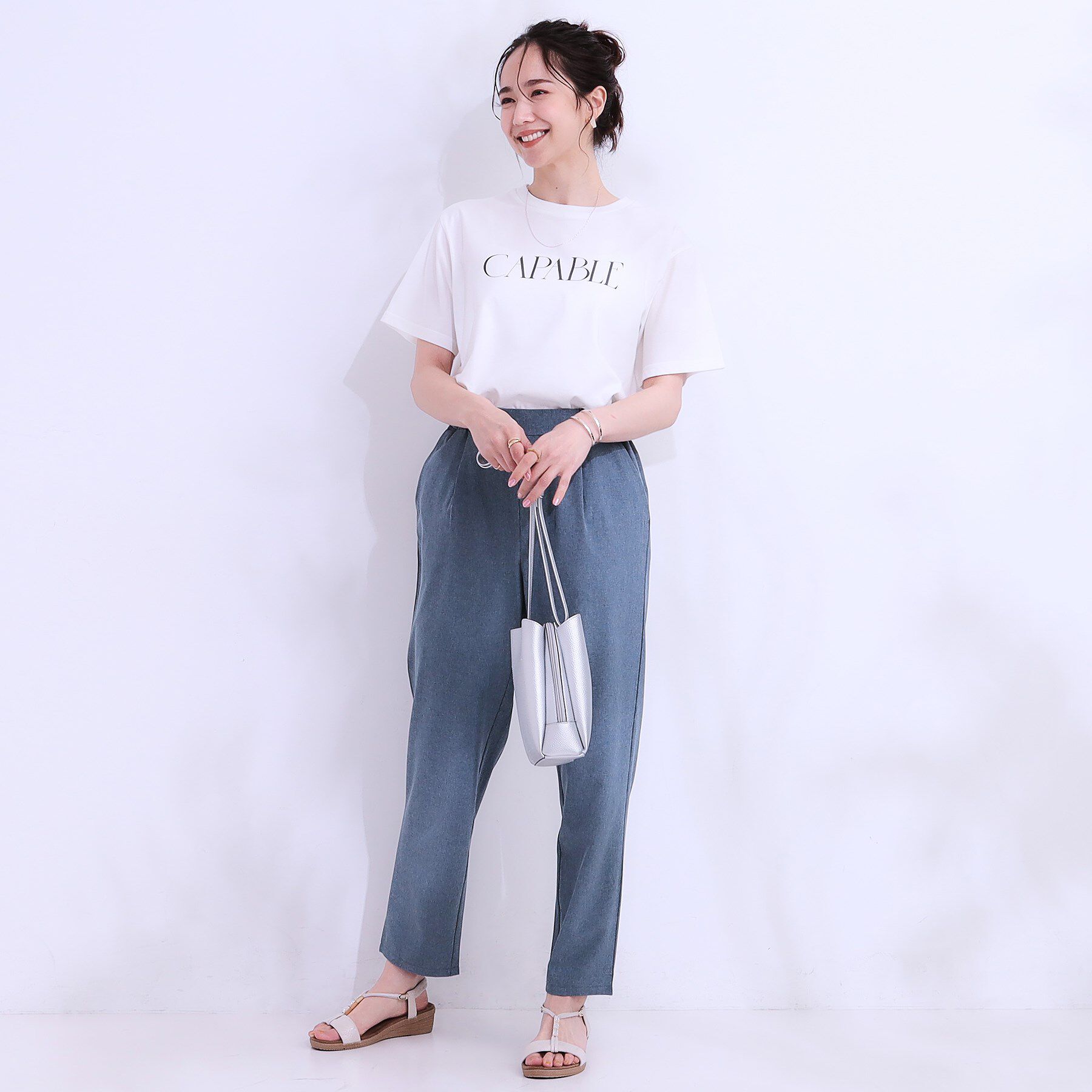 SHOO･LA･RUE「【S-LL/ひんやり/UV】汗をかいても気になりにくい グラフィックTシャツ」|Tシャツ・カットソー|