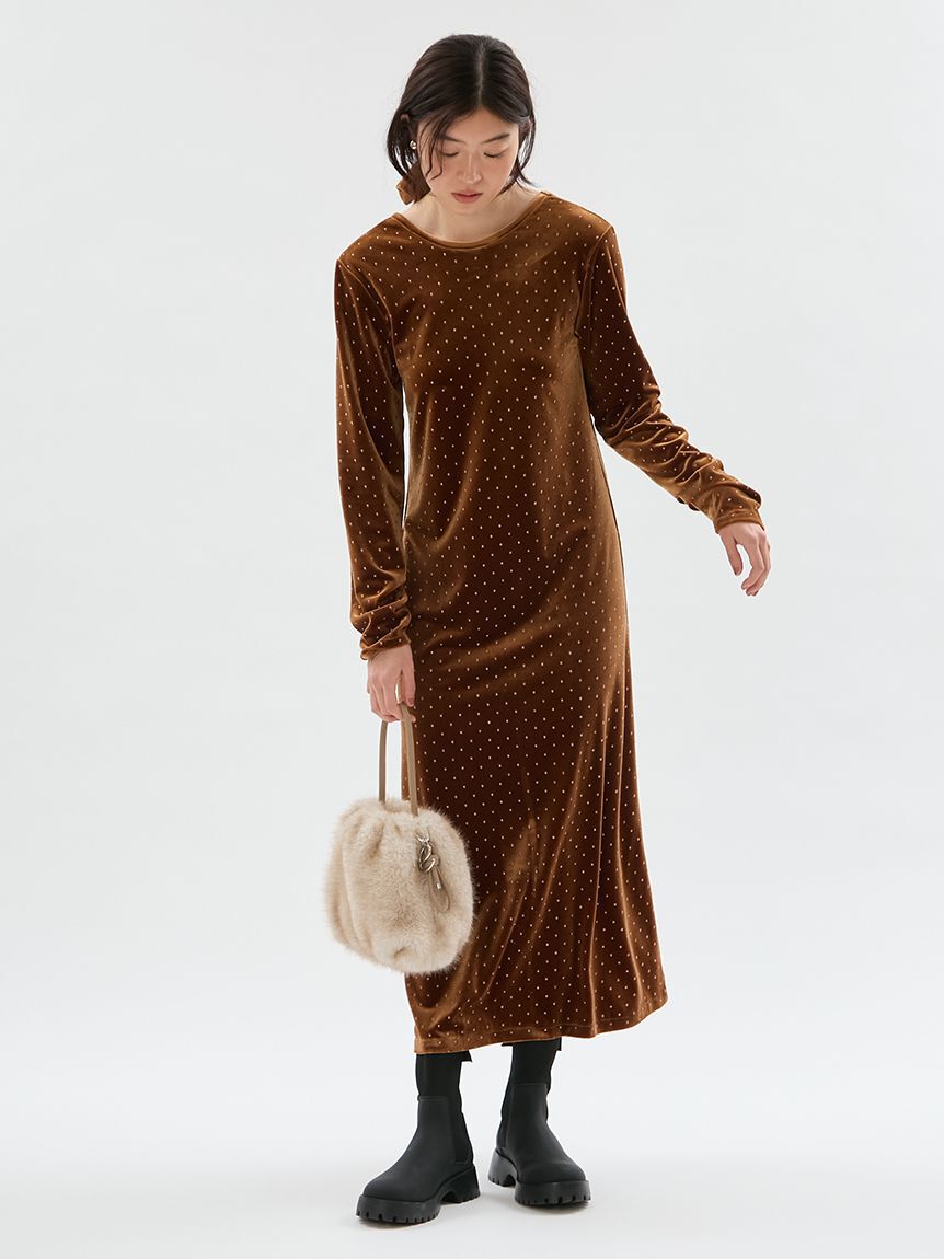 emmi atelier「ドットベロアワンピース」|ワンピース|