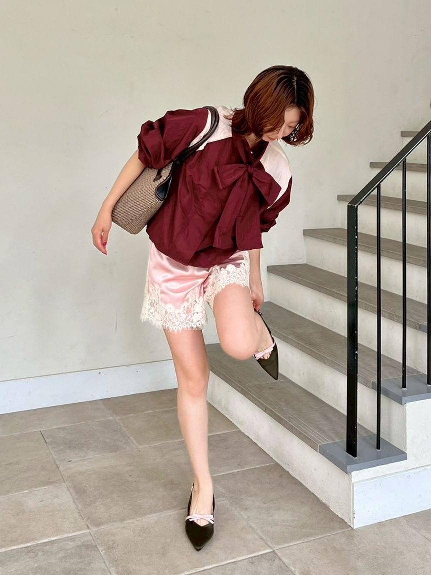 LILY BROWN「レーストリムサテンショートパンツ」|その他|