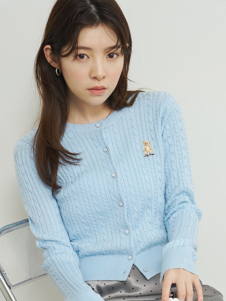 LILY BROWN「【Lily Bear】ケーブルニットカーディガン」|カーディガン|