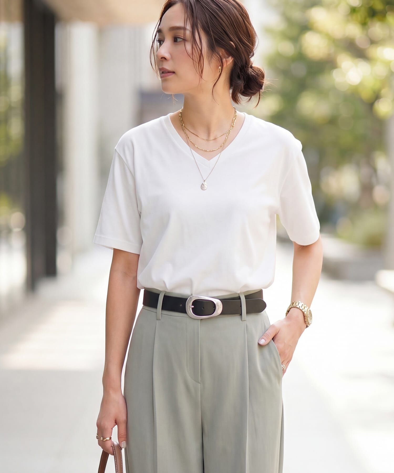 STYLE DELI「【ものづくりJAPAN】DIORAMAシルキースムース／VネックT」|Tシャツ・カットソー|ホワイト