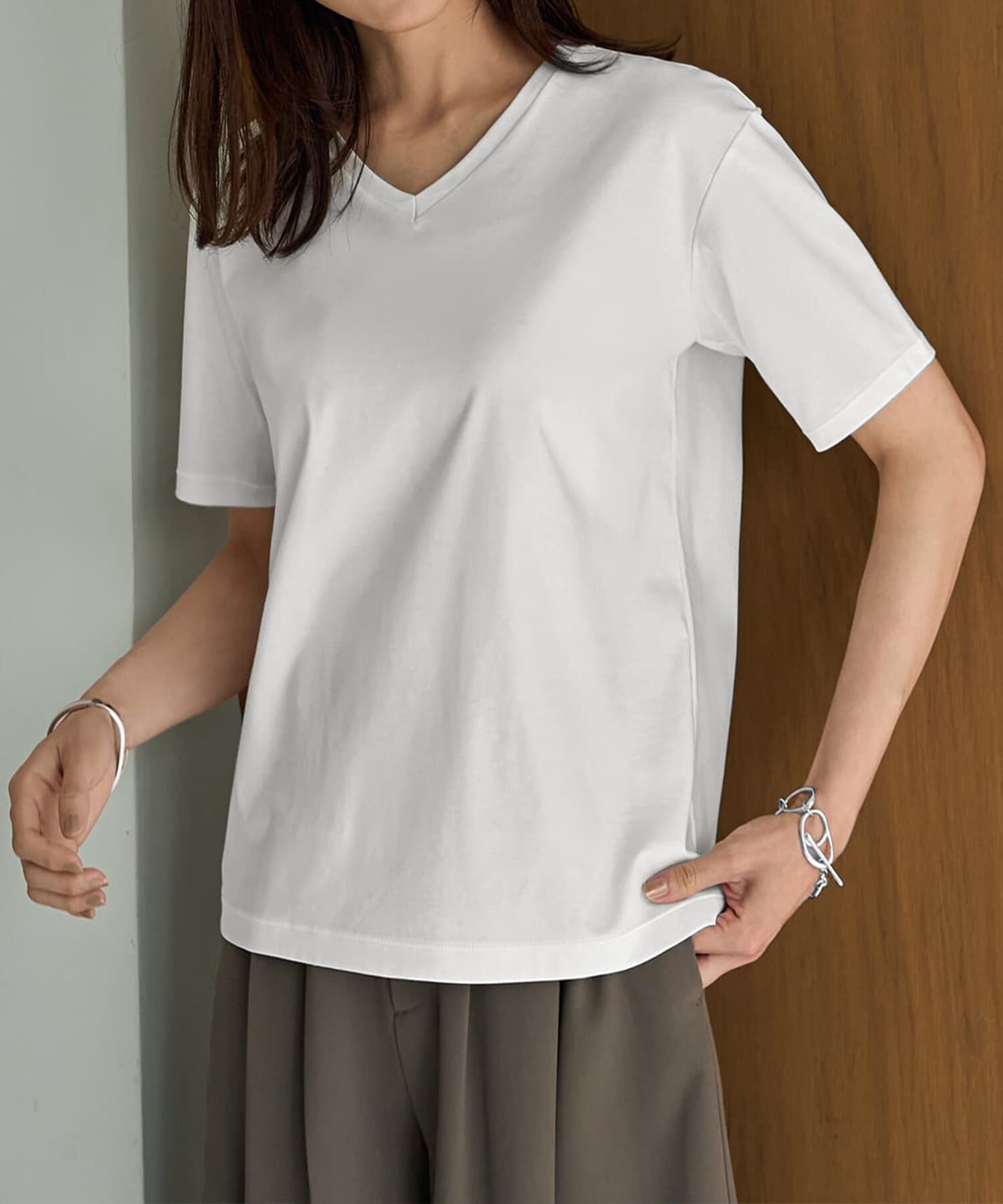 STYLE DELI「【ものづくりJAPAN】DIORAMAシルキースムース／VネックT」|Tシャツ・カットソー|
