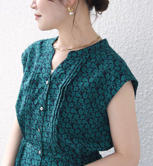 SHIPS for women「《一部予約》【WEB限定】〈洗濯機可能〉ドット 花柄 サイド プリーツ フレンチスリーブ ワンピース」|ワンピース|