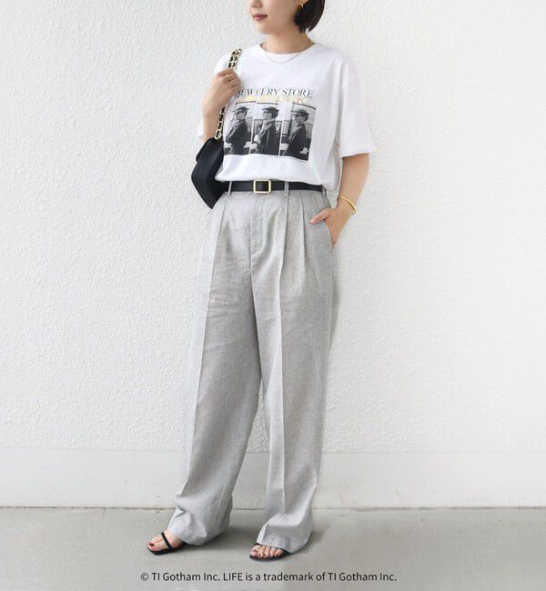 SHIPS for women「〈手洗い可能〉麻混 シャンブレー ピケ 2タック パンツ」|スラックス|