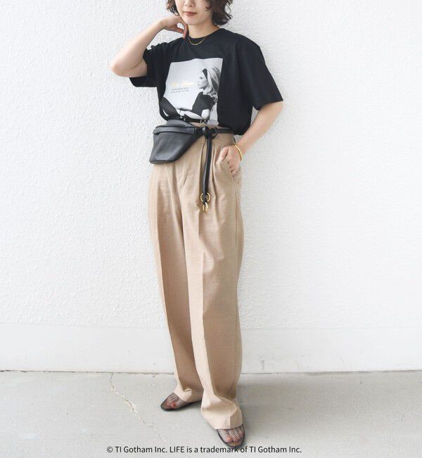 SHIPS for women「〈手洗い可能〉麻混 シャンブレー ピケ 2タック パンツ」|スラックス|