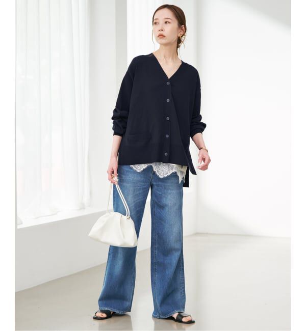 SLOBE IENA「《接触冷感/UV機能/WEB限定/追加》FROSTYCOTTON Vネックカーディガン」|カーディガン|