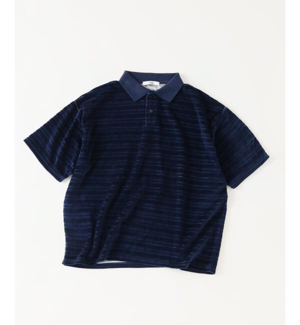 JOURNAL STANDARD relume「ベロア ボーダー ポロシャツ」|ポロシャツ|ネイビー
