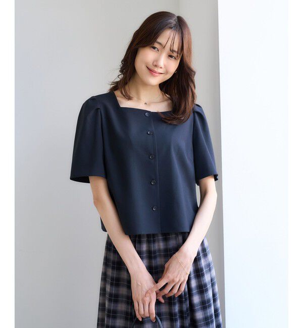 Rope&rsquo;Picnic「リネンライクシリーズ ドライタッチスクエアネックブラウス/UVカット・接触冷感・防シワ」|シャツ・ブラウス|