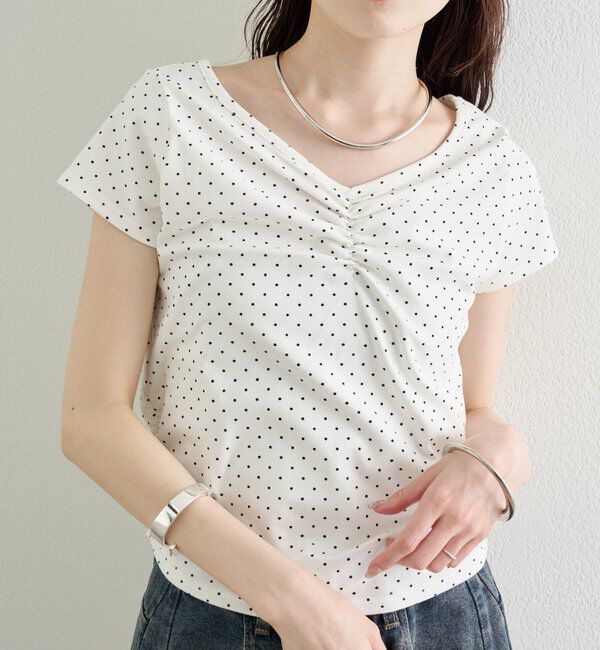  「ドットプリント半袖Tシャツ」|Tシャツ・カットソー|オフホワイト