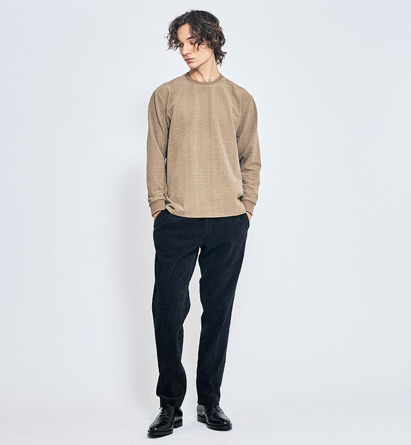 ABAHOUSE「アイレットベロア　クルーネック長袖Tシャツ」|Tシャツ・カットソー|