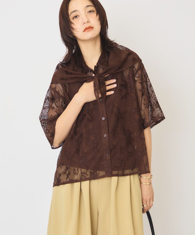 AMERICAN HOLIC「【2点セット】メッシュレース半袖シャツ+スカーフ」|シャツ・ブラウス|