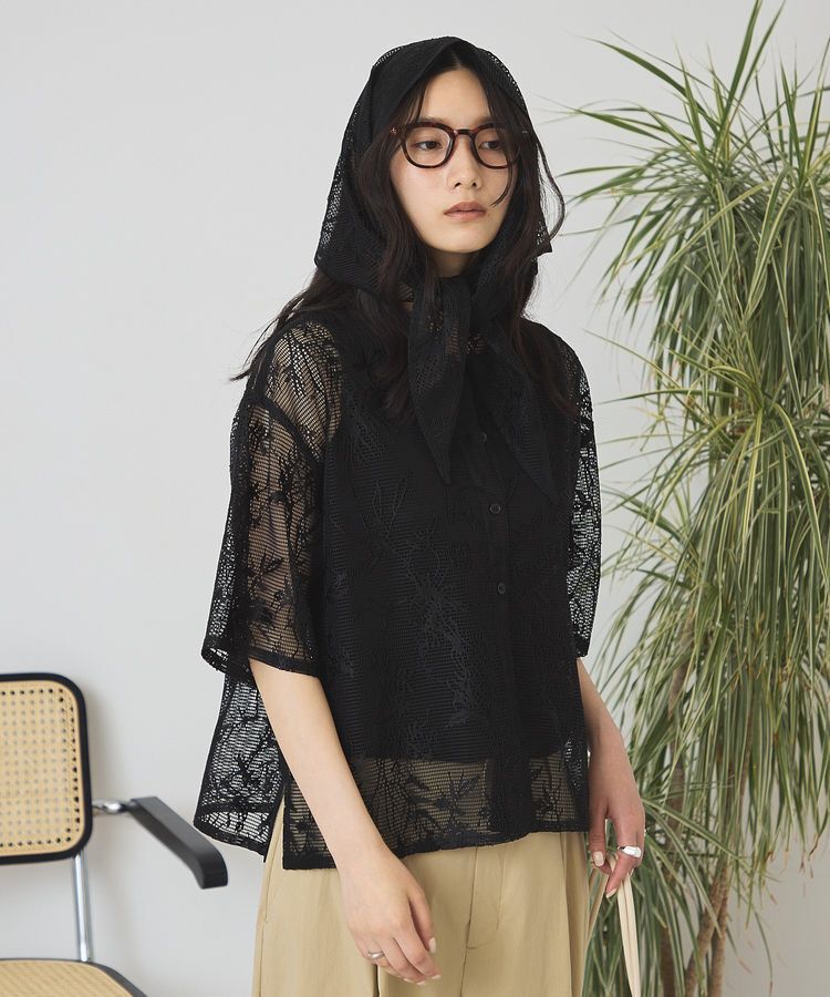 AMERICAN HOLIC「【2点セット】メッシュレース半袖シャツ+スカーフ」|シャツ・ブラウス|