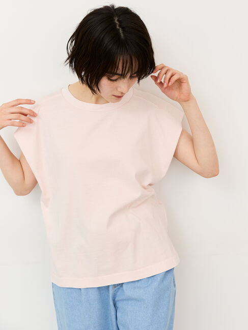Samansa Mos2「シルケット+ピグメント加工フレンチスリーブTシャツ」|Tシャツ・カットソー|