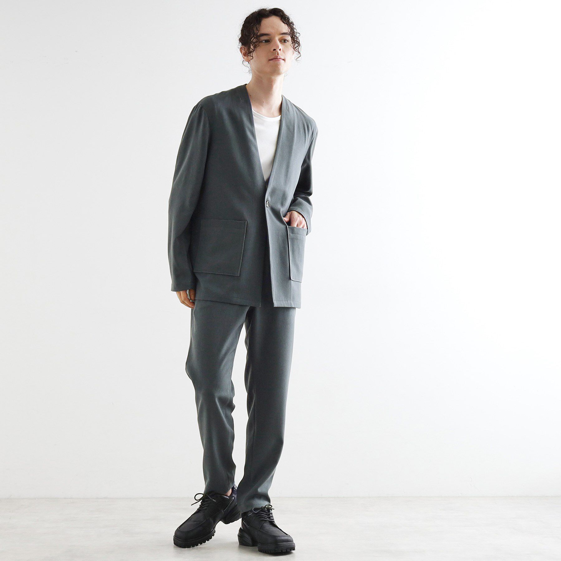 tk.TAKEO KIKUCHI「【セットアップ対応】ポリツイルノーカラージャケット」|ノーカラージャケット|