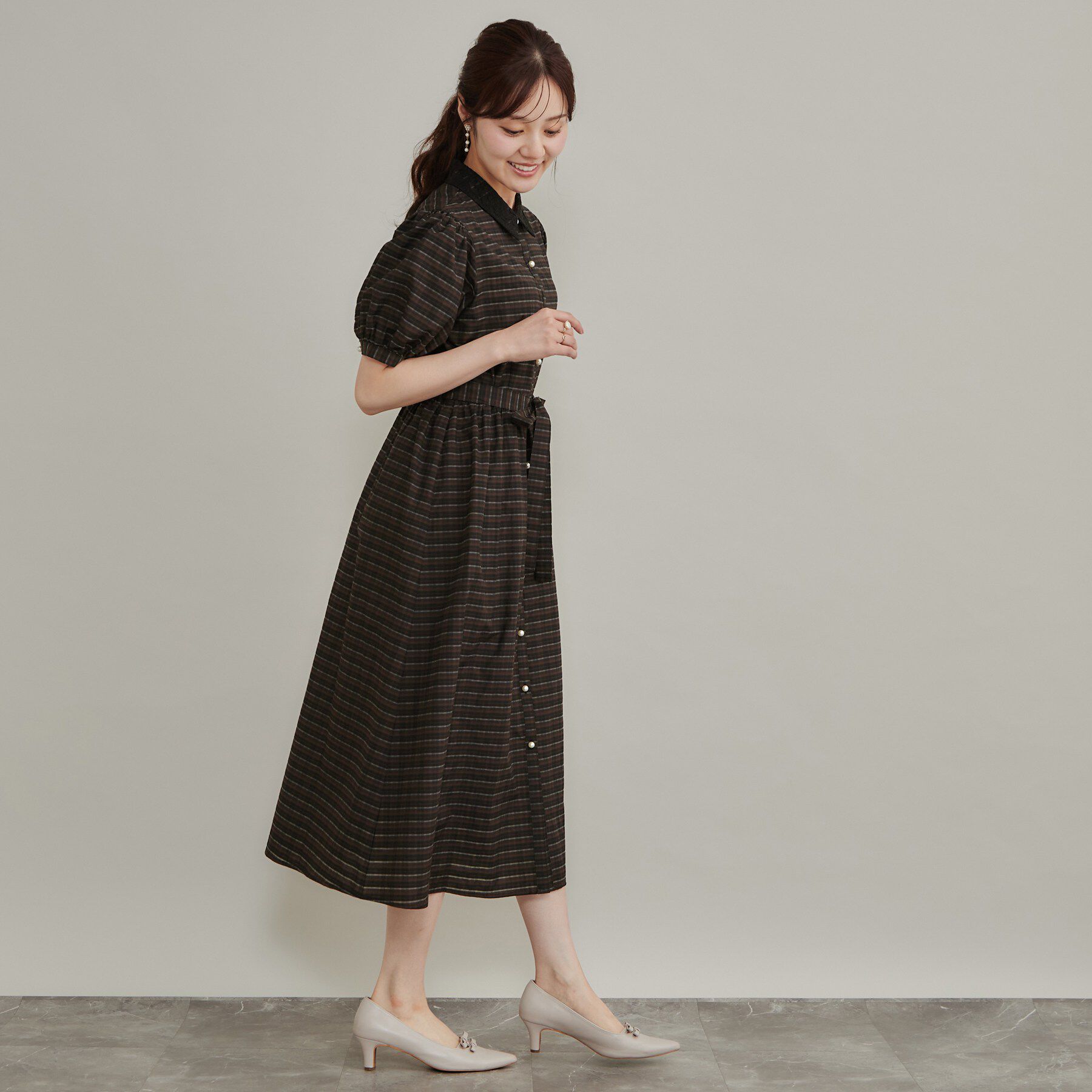 Couture broach「大人の甘辛バランス チェック柄ワンピース」|ワンピース|