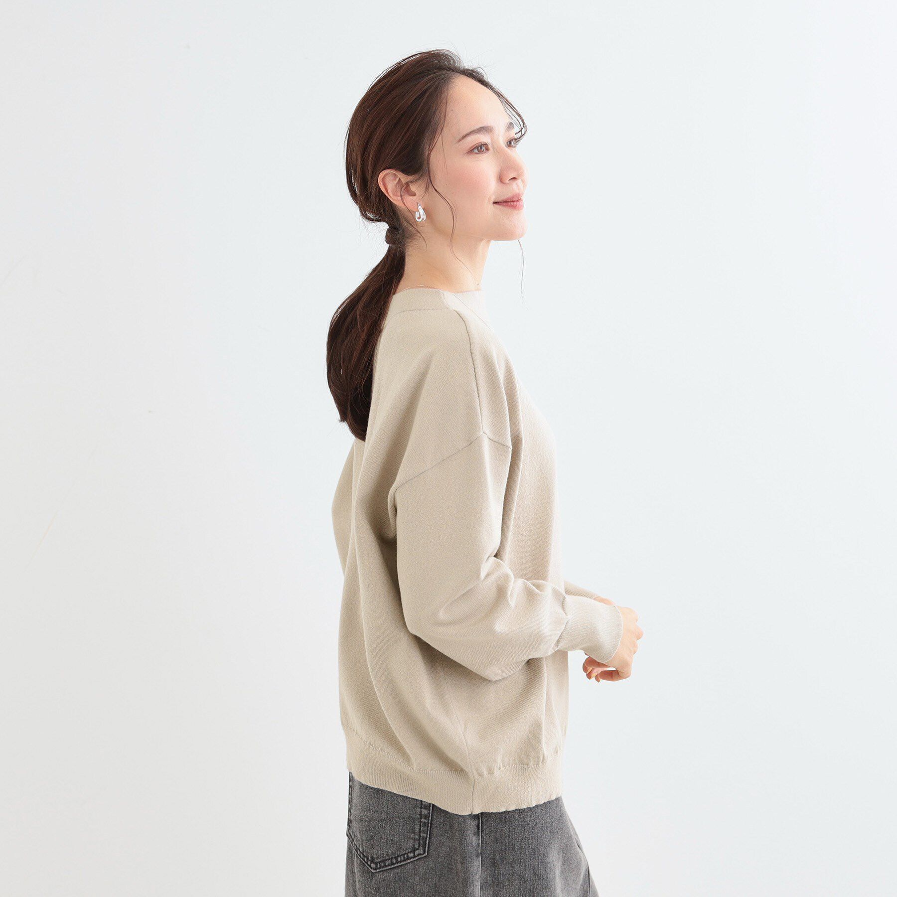SHOO･LA･RUE「【洗える/S-LL】インせず着られる もちもちタッチ ボートネックニット」|ニット・セーター|