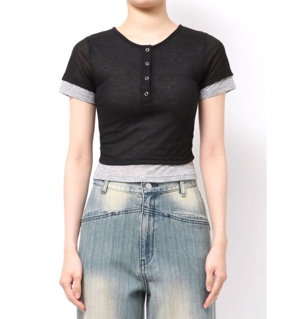 MURUA「ヘンリーネックレイヤードトップス」|Tシャツ・カットソー|