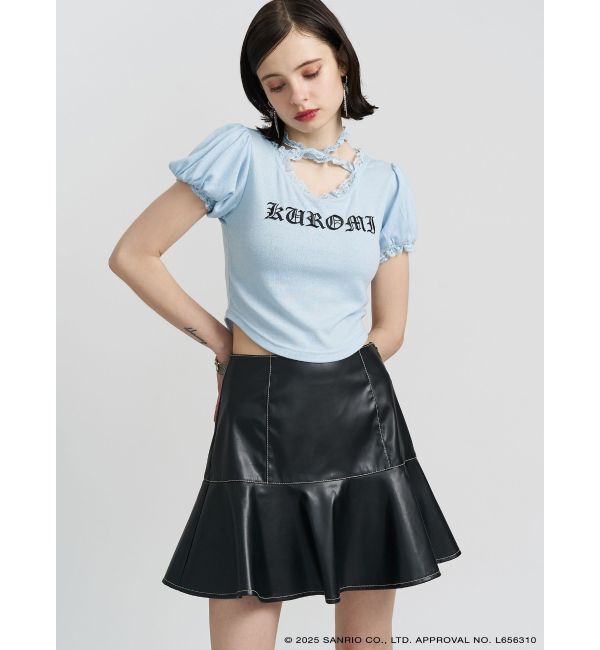 jouetie「【メロクロコラボ】KUROMIフリルチョーカーリボントップス」|Tシャツ・カットソー|