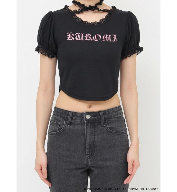 jouetie「【メロクロコラボ】KUROMIフリルチョーカーリボントップス」|Tシャツ・カットソー|