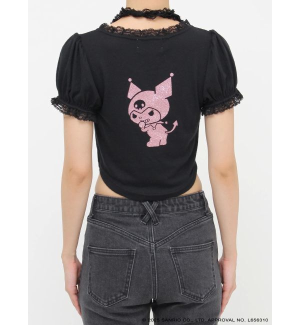 jouetie「【メロクロコラボ】KUROMIフリルチョーカーリボントップス」|Tシャツ・カットソー|