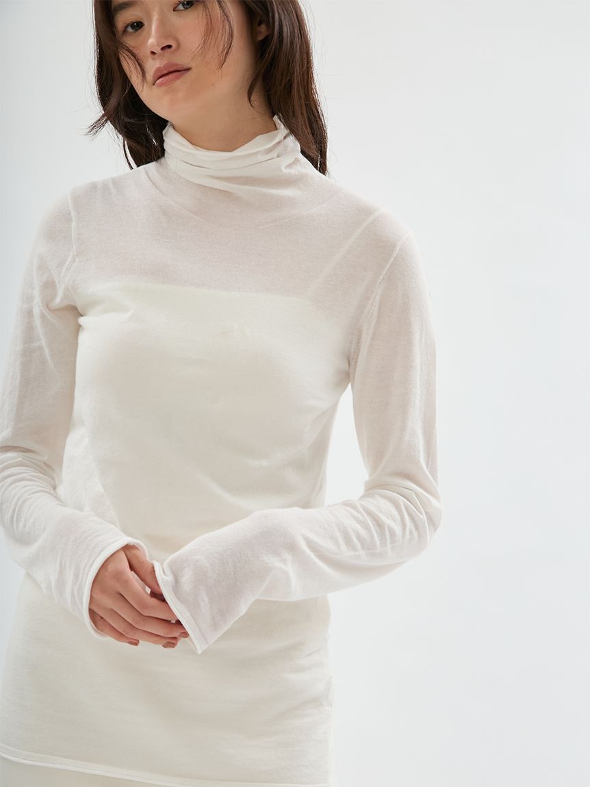 emmi atelier「オーガニックコットンハイネックニットプルオーバー」|ニット・セーター|WHT
