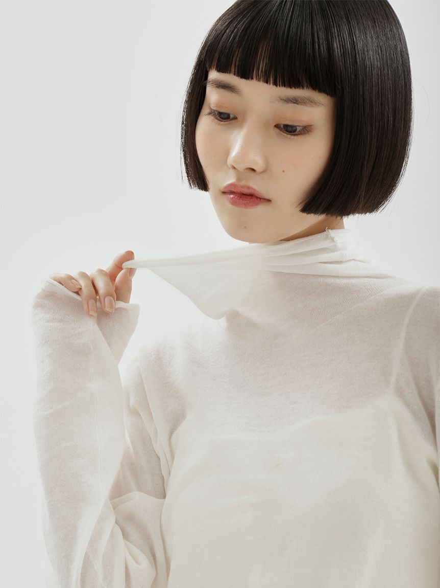 emmi atelier「オーガニックコットンハイネックニットプルオーバー」|ニット・セーター|