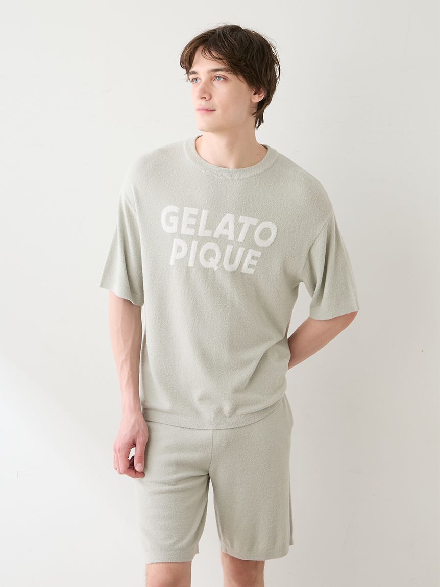 GELATO PIQUE HOMME「【HOMME】【接触冷感】【UVカット】スムーズィーliteクールロゴジャガードプルオーバー&ハーフパンツセット」|ルームウェア|