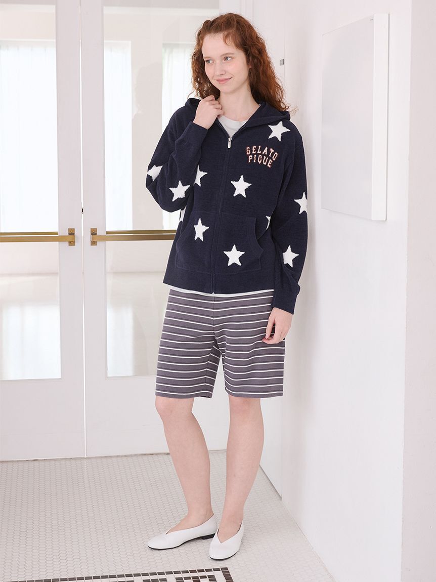 gelato pique「【UNISEX】エアリーモコカレッジスタージャガードパーカ」|ルームウェア|