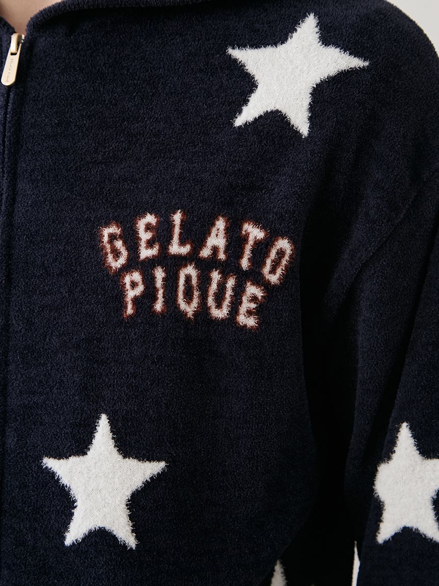 gelato pique「【UNISEX】エアリーモコカレッジスタージャガードパーカ」|ルームウェア|