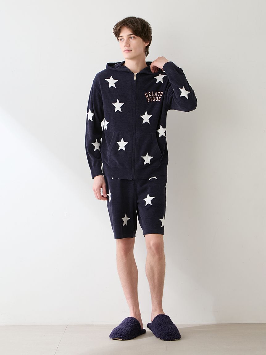 gelato pique「【UNISEX】エアリーモコカレッジスタージャガードパーカ」|ルームウェア|