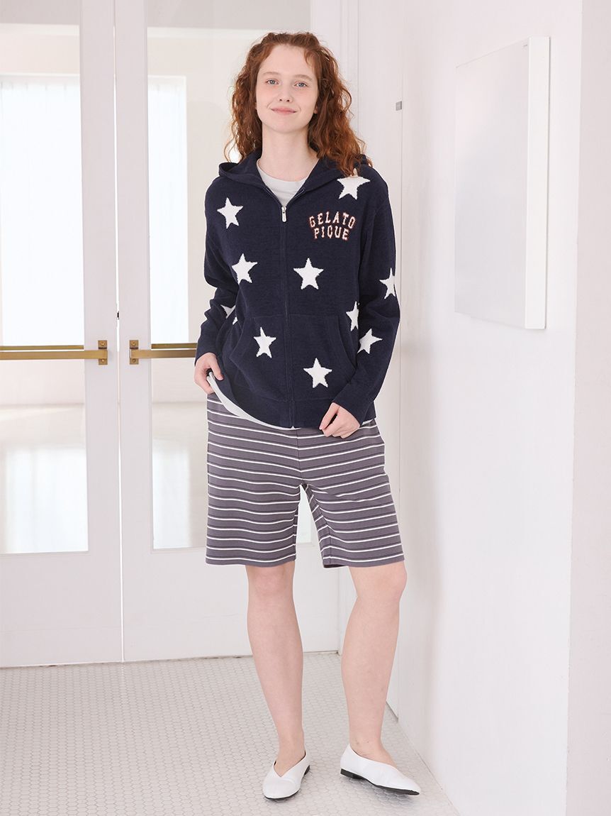 gelato pique「【UNISEX】エアリーモコカレッジスタージャガードパーカ」|ルームウェア|